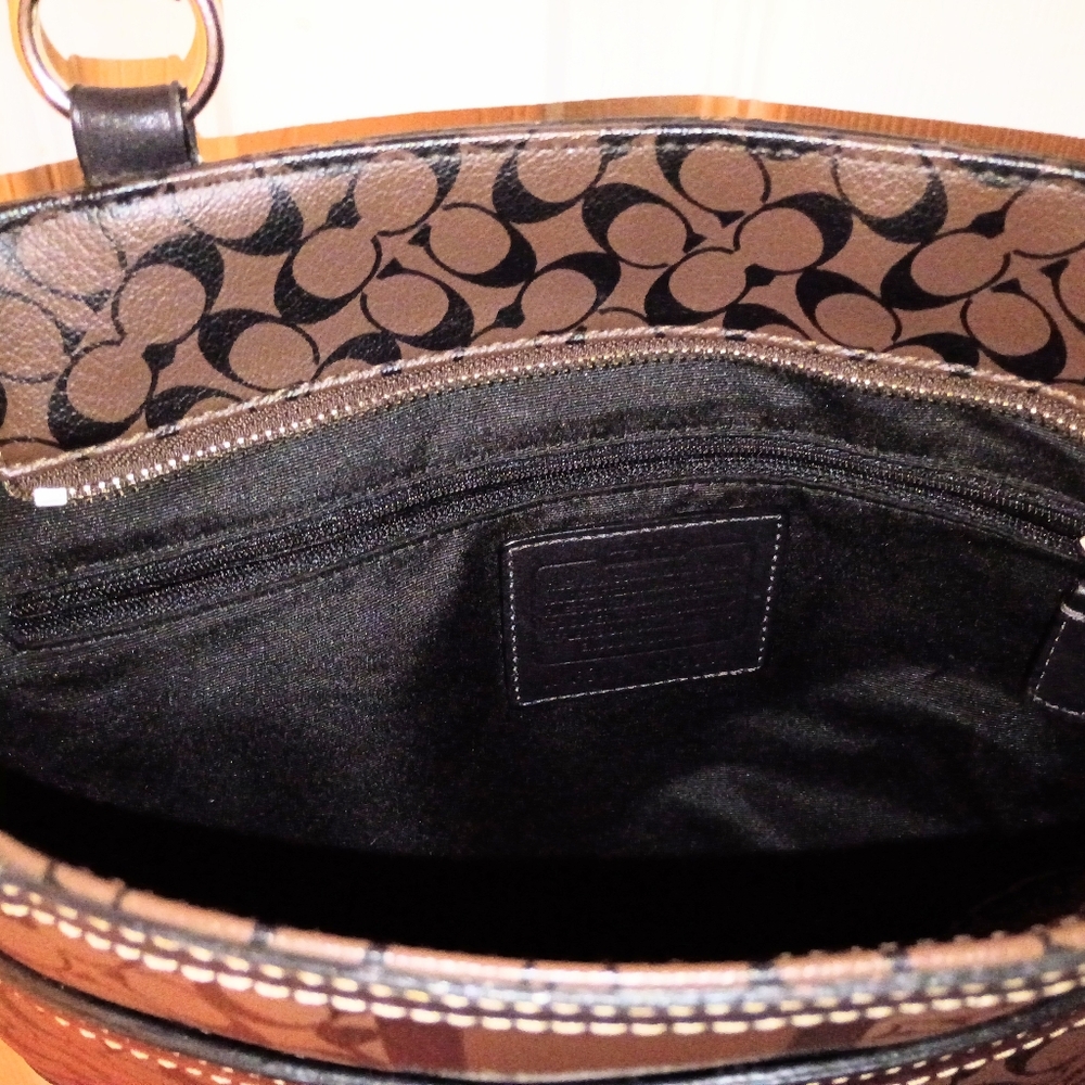 Coach Signature Brown And Black Purse#a1 - Picture 6 of 6